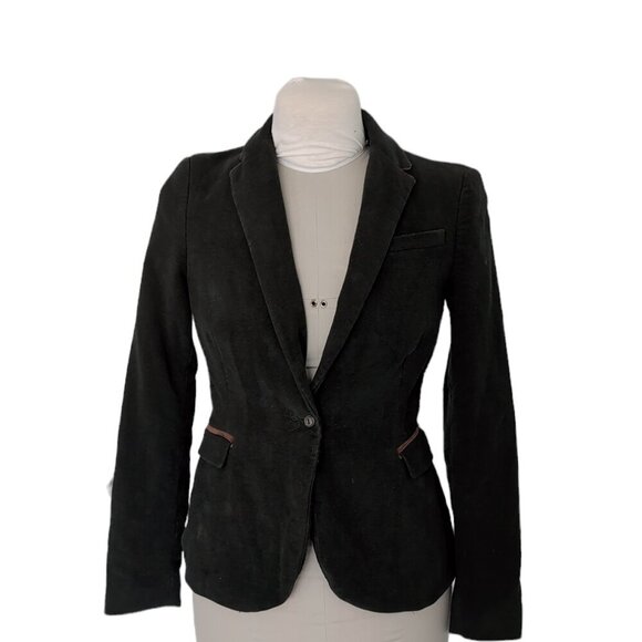 Zara Velveteen Elbow  Patch Blazer - Picture 1 of 5